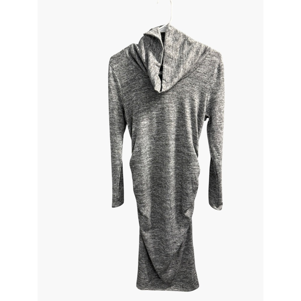 Hello Miz Womens Small Grey Space Dye Cowl Neck Ruched Maternity Bodycon Dress